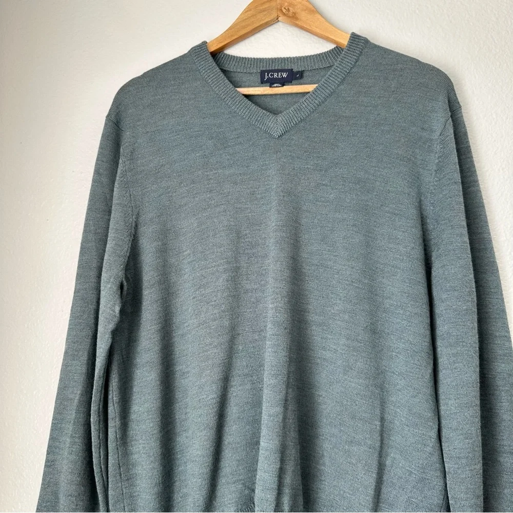 J. Crew V-Neck Pullover 100% Wool Sweater Large preppy shirt Academia school boy